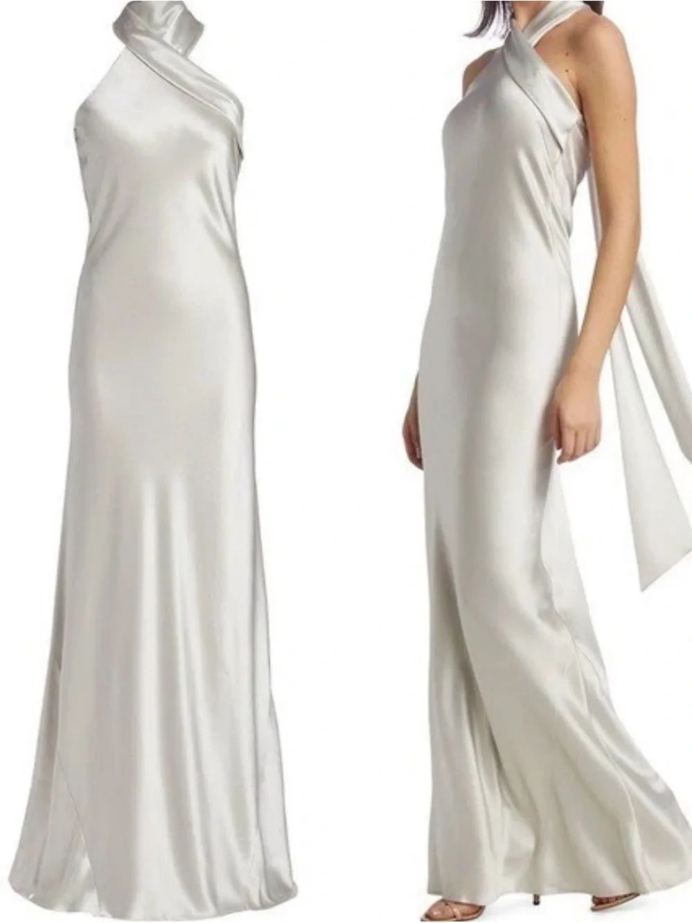 Galvan London Pandora Satin Halterneck Maxi Dress size 6